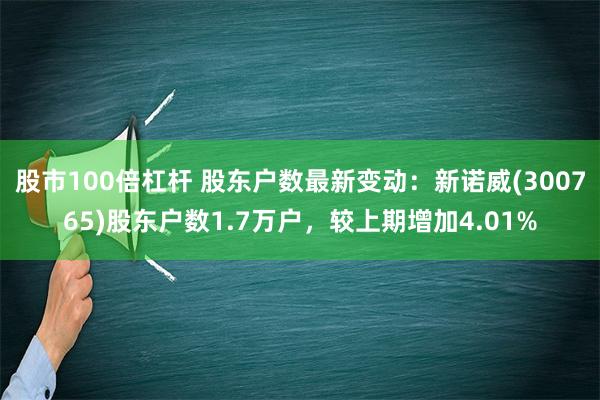 股市100倍杠杆 股东户数最新变动：新诺威(300765)股东户数1.7万户，较上期增加4.01%