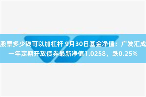 股票多少钱可以加杠杆 9月30日基金净值：广发汇成一年定期开放债券最新净值1.0258，跌0.25%